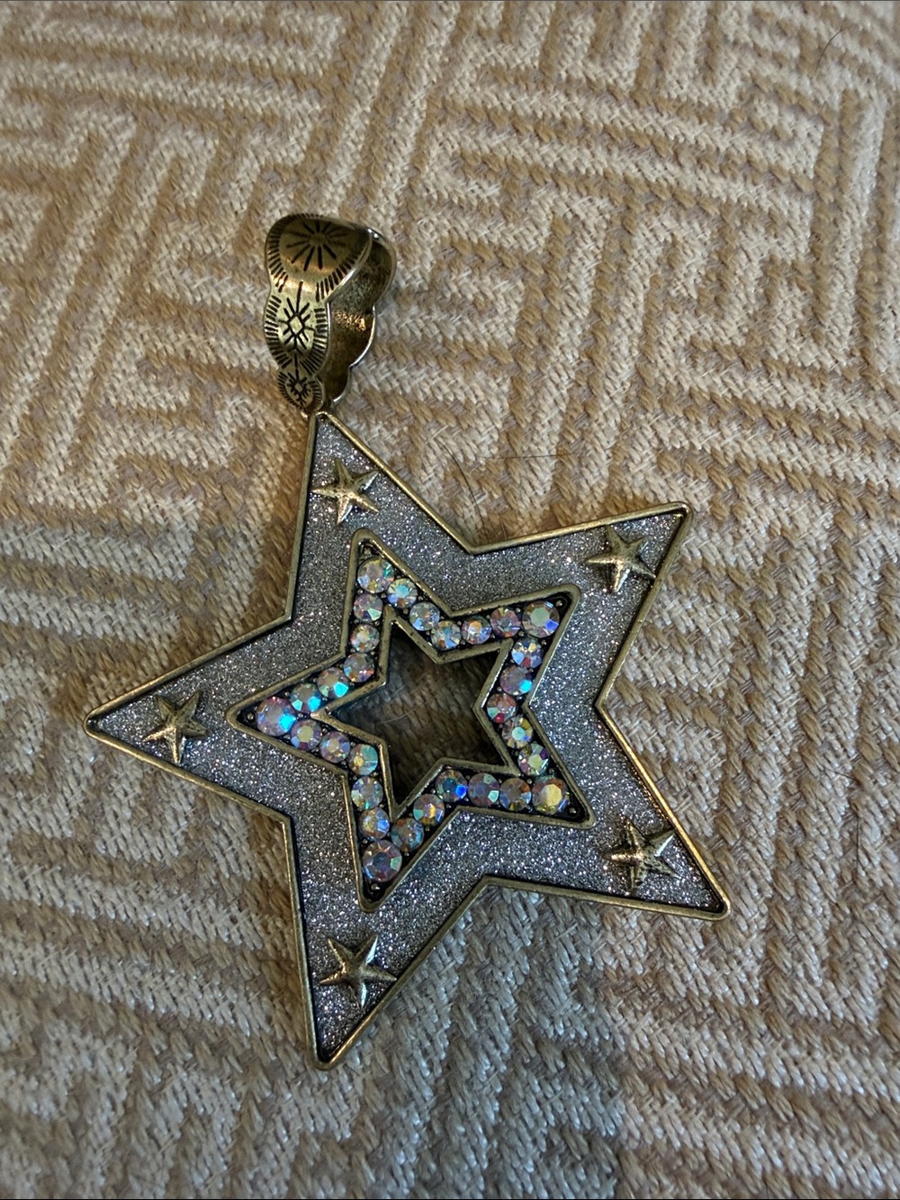 Star Pendant/enhancer by  — Silver Glitter with Iridescent Stones